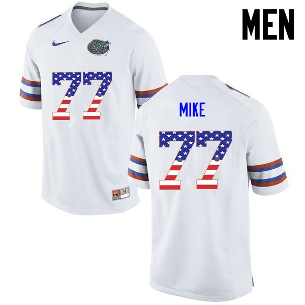 Florida Gators Men #77 Andrew Mike College Football Jersey USA Flag Fashion White
